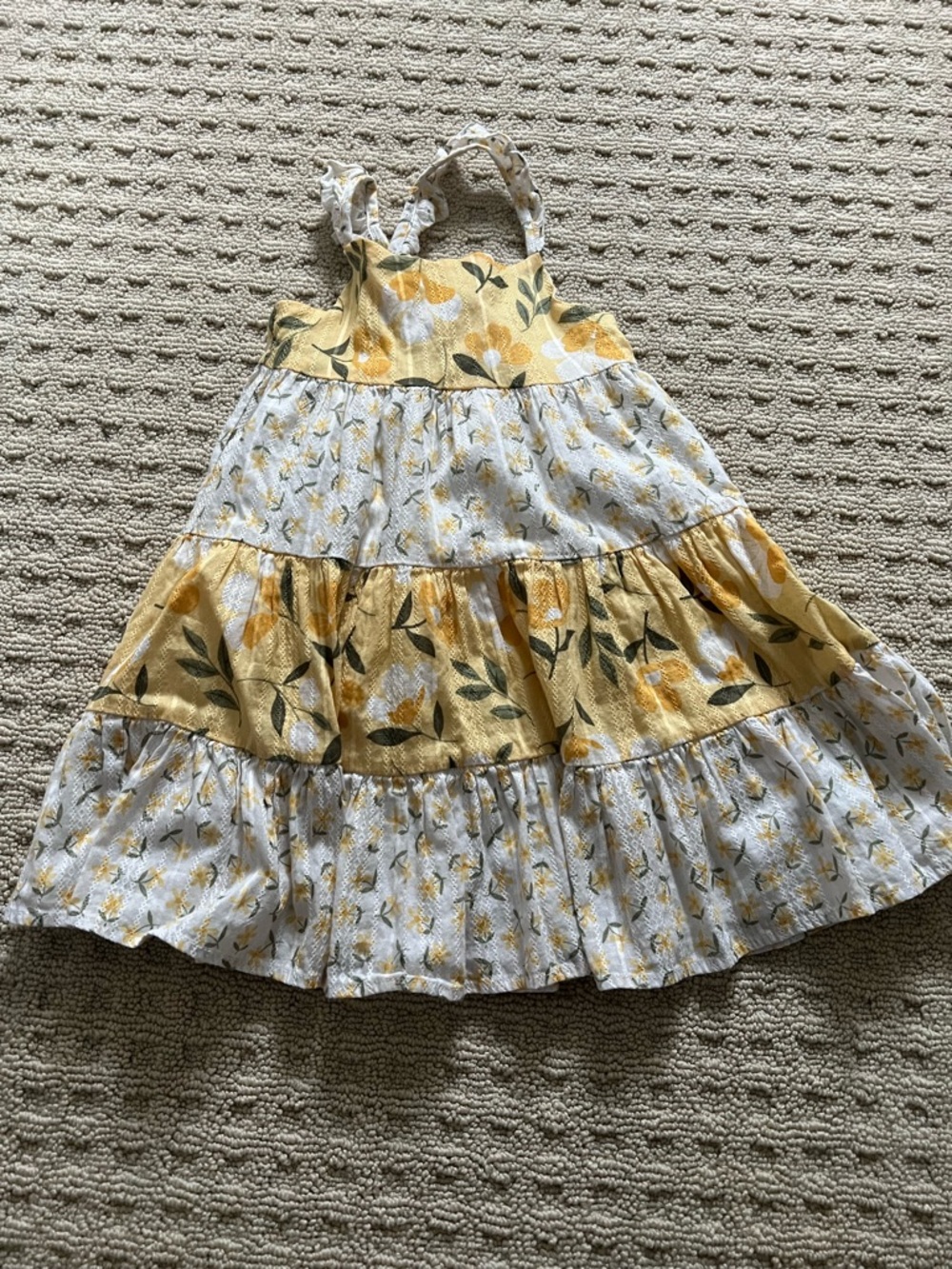 Catherine Malandrino White Sundress with Yellow Floral Print